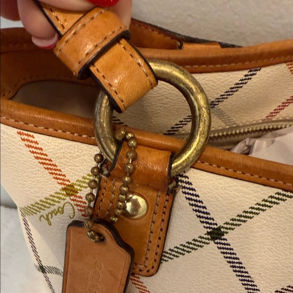 Coach Peyton Tattersall Stripe Shoulder Bag - Picture 8 of 8